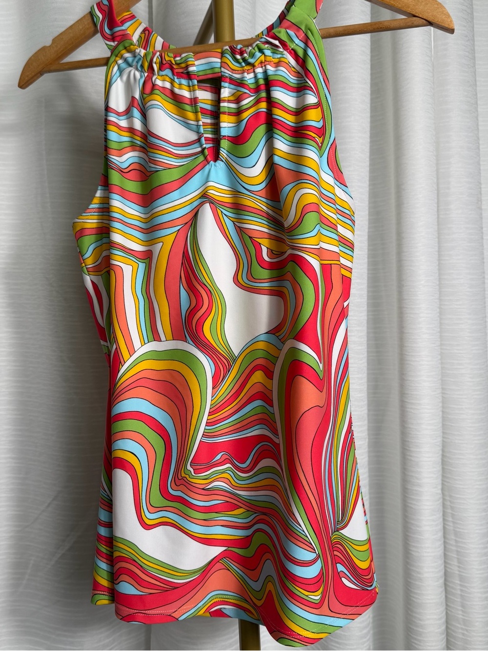 Jude Connally Psychedelic Ripple Halter Tank in Red, Green, Blue, Yellow - Picture 2 of 4